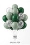 Botanical Celebration 20-Piece Balloon Set Eucalyptus Dark Green Transparent Silver Sequin Birthday Decoration