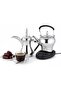 Electric Arabic Coffee & Tea Maker Set (DX2066) – 1L Dallah & 1.2L Tea Pot – 800W 304 Stainless Steel Automatic Brewer with Keep Warm Function, UK Plug, Silver – Includes Spoon & Strainer
