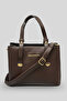Women's Bag - Quality Women's Bag with Three Compartments, Shoulder Strap and Hand Grip, Brown - 5