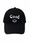 Unisex Black Good Written and Smiling Face Embroidered Adjustable Baseball Cap
