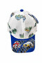 Blue and White Hat with Mesh Racing Car and Cloud Pattern for Children