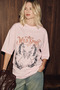 Millie Women's 100% Organic Cotton Oversize Fit Loose Cut Pink T-Shirt with Print and Embroidery Detail - 2