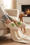 Cream Frog Plush Eyed Design Soft Sole House Slippers - 3