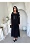 Black Chiffon Corset Detailed Gipeli Long Dress - 5