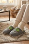 Gray Frog Plush Eyed Design Soft Sole House Slippers