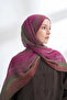 Organic Touch Viscose Blend Patterned Shawl - Khaki - Cherry - 3