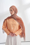 Organic Touch Viscose Blend Patterned Shawl - Ecru - Apricot
