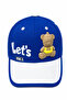 Children's Blue and White Teddy Bear Patterned Sports Hat with Let's Written on It
