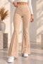 Women's Beige High Waist Spanish Flare Pants Flexible Lycra Stylish Casual Winter Trousers