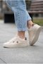 Unisex Beige Lace-Up Casual Sports Shoes Sneaker