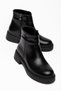 Women's Black Zippered Shiny Leather Casual Boots