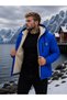 Men's Fur-Lined Water-Repellent Hooded Zippered Winter Raincoat - 3
