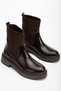 Women's Brown Elastic Side Strap Thick Sole Boots - 2