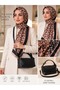 Women's Hand and Shoulder Bag & Leopard Patterned Cashmere Shawl Combination Set – 2 Pieces - 2