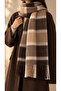 Plaid Brown-Beige Colored Soft Textured Winter Shawl