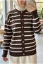 Women's Mila Striped Mercerized Cardigan with Gold Button Detail - 3