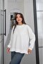 Ecru Oversized Sweatshirt with Side Slits