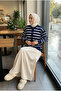 Women's Mila Striped Mercerized Cardigan with Gold Button Detail - 2