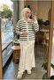 Women's Mila Striped Mercerized Cardigan with Gold Button Detail - 3