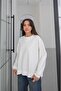 Ecru Oversized Sweatshirt with Side Slits - 2