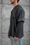 Trend Special Design 3 Yarn Print Embroidery Detail Oversize Long Sleeve Men's Sweatshirt T-Shirt - 2