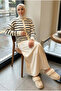 Women's Mila Striped Mercerized Cardigan with Gold Button Detail - 4