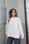 Ecru Oversized Sweatshirt with Side Slits - 3