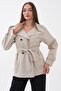 Women's Stand Collar Lined Trench Coat - 4