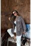 Women's Front Beaded Embroidered Denim Oversize Shirt