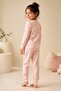 Girl's Pink Patterned Pajama Set - 3
