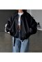 Women's Oversize Leather Jacket Ovarsize Relax Fit Zippered Belt Detailed Casual Leather Jacket - 2