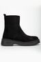Women's Black Suede Elastic Side Strap Thick Sole Boots