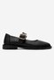 Genuine Leather Black Floater Women's Buckle Detailed Casual Shoes with Safety Toe Cap Fable - 3