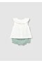 Newborn Baby Girl Four-Piece Combed Cotton Set Green - 3