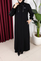 Nazlı Ferace with Honeycomb Fabric Piping Detail - 3