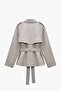 Stone Color Avelia Belted Short Trench Coat - 5