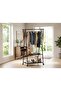 Heavy Duty Triangle Clothes Rack with 2 Shelves and 360° Wheels, Black - 2