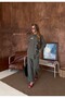 Women's Shirt with Bead Embroidery on Front, Standard Pants Size Suit - 2