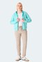 Milio I Women's Zippered Hooded Pocket Turquoise Sweatshirt - 8