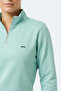 Maxis I Women's High Collar Zippered Turquoise Sweatshirt - 2
