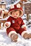 Baby romper with bear ears, welsoft lined, hooded, zippered, winter plush detail, 6-24 months - 4