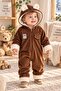 Baby Jumpsuit with Teddy Bear Ears, Welsoft Lining, Hooded, Zippered, Winter Plush Detailed, 6-24 Months - 5