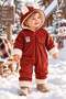 Baby romper with bear ears, welsoft lined, hooded, zippered, winter plush detail, 6-24 months - 2
