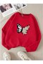 Women's Butterfly Floral Printed Sweatshirt Crew Neck Comfortable Fit Casual Sports Top