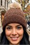 Women's Pompom Sparkling Knitwear Beanie Lined Winter Beanie