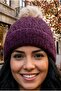 Women's Pompom Sparkling Knitwear Beanie Lined Winter Beanie - 3