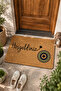 Door Mat 45X70Cm Velour Texture Coco Look Indoor Outdoor Welcome with Evil Eye Beads