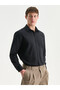 Black Regular Fit Long Sleeve Dobby Men's Shirt