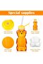 4 Pieces Juice Bear Bottles, Honey Bear Drinking Bottles,Plastic Reusable Drinking Cups,Includes 4 S - 3