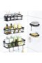 5 Pack Shower Caddy Shelves Organizer with 4 Hooks, Black